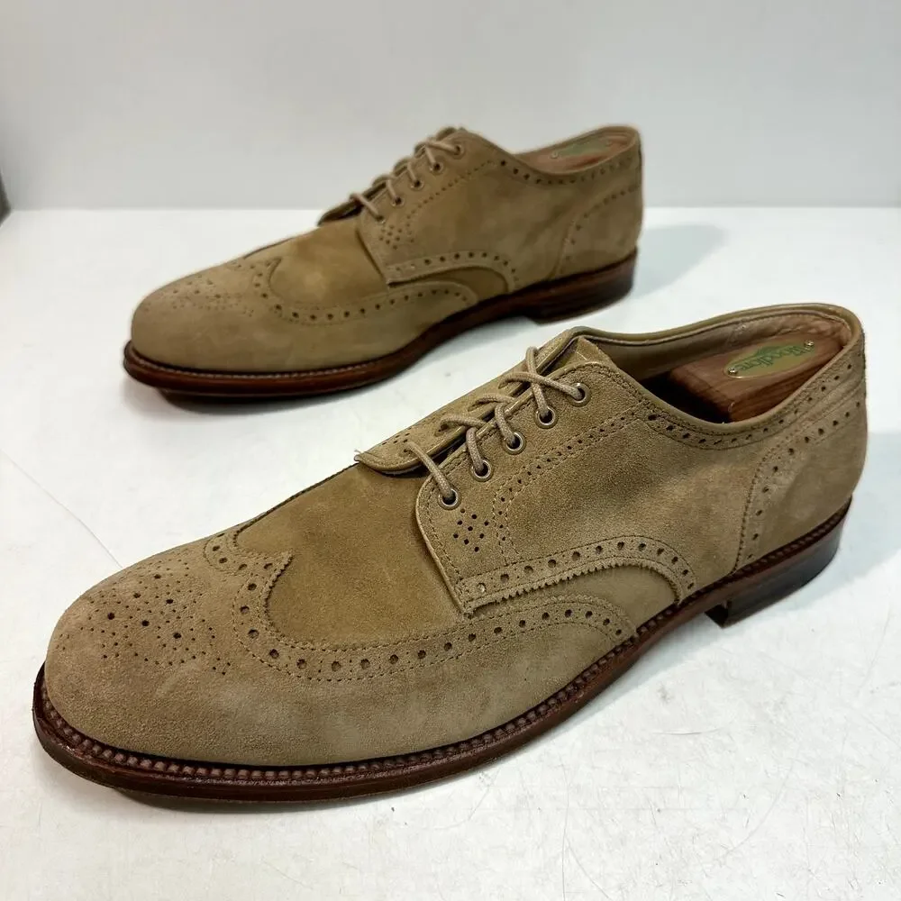EUC Alden x J. Crew Alden 20984 Camel Suede Short Wing Tip Blucher USA 10.5 D